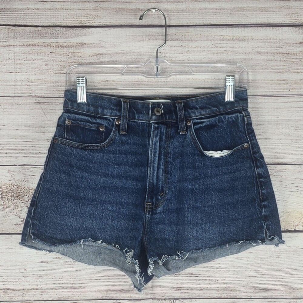 Abercrombie & Fitch AF High Rise Mom Short Curve Love Size 2 Denim Cut Off
